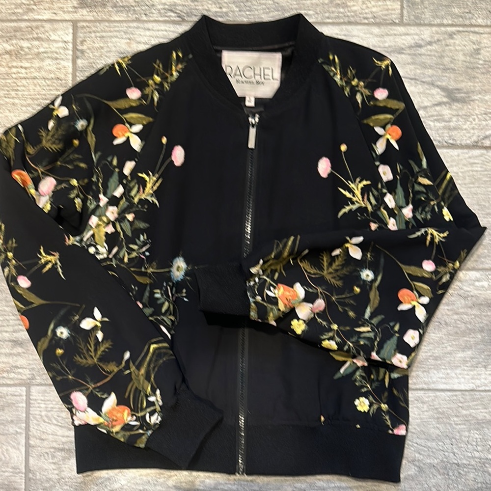 Rachel Floral Black Bomber Jacket